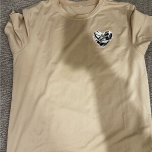 Beige Heart Graphic T-Shirt